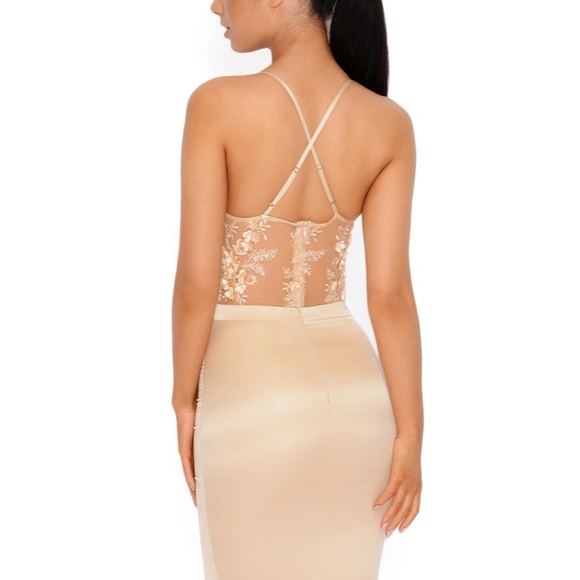 Mesh floral top, satin skirt bottom! - Picture 2 of 7